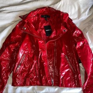 Red Leather Biker Jacket